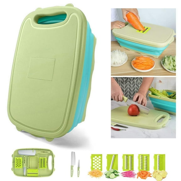 Camping Cutting Board, 9-in-1 Collapsible Chopping Board with Colander, Kitchen Vegetable Washing Basket for Camping, Camping Gifts Camping Accessories for RV Campers
