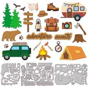 Camping Cutting Dies for Card Making Tent Car Cut Die for DIY Scrapbooking Journal Embossing Paper Craft Decor