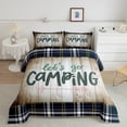 thumbnail image 1 of Camping Decor Bedding Comforter Sets , Happy Camping Bedding for Camper Camping Fan Rv Travel Trailers Comforter Set Vintage Rustic Wooden Planks Down Comforter, Queen, 1 of 5