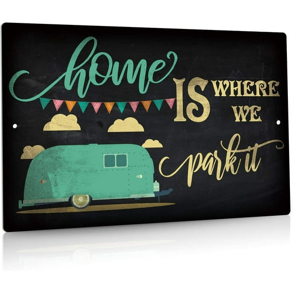 Camping Decor, Retro Wall Poster Plaque Outdoor Sign for Bar, Campsite, Lake House, Cabin, 12x8 Inches Aluminum Metal Sign - Camping Rules