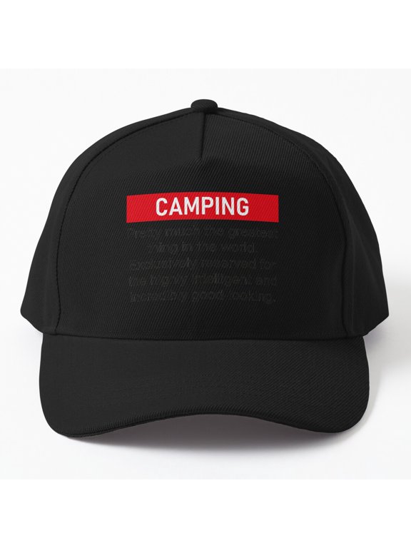 Camping Definition Baseball Cap, Outdoor Lifestyle Quote Graphic Design, Classic Everyday Hat