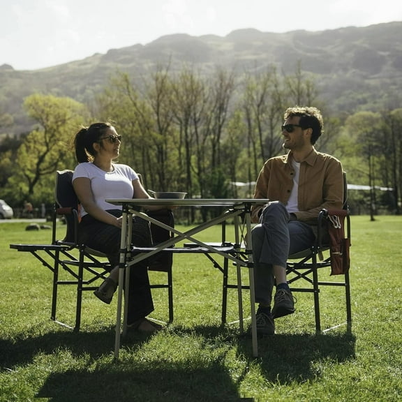 Camping Directors Chair, Heavy Duty, Oversized Portable Folding Chair with Side Table