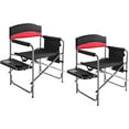 thumbnail image 1 of Camping Directors Chair Outdoor Folding Lawn Chair for Outside Camp Portable Chair for Adults Heavy Duty 2 Pack with Side Table and Side Pockets Supports 400lbs(Black/Red), 1 of 3