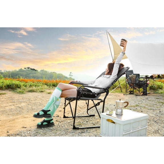 Camping Directors Chair With Side Table - Heavy Duty Portable For Beach, Fishing, Picnic, Lawn Grey Oversized Folding Picnic