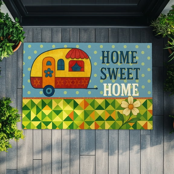 Camping Doormat – Making Memories One Campfire at a Time Welcome Mat for RV or Cabin – Cute Camper Van Rug and Outdoor Gift for Travelers