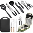 thumbnail image 1 of Camping Essentials Cookware Cooking Utensils Set - Camping Kitchen Utensils, Portable Outdoor Accessories, Stainless Steel & Silicone, Camping Gear Equipment for RV Picnic Grill, 1 of 6