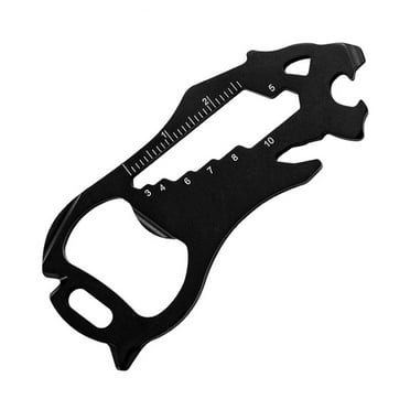 Camping Essentials Keychain Multifunctional Keychain Multitool Gadgets Pocket Stainless Steel Tool Card Black