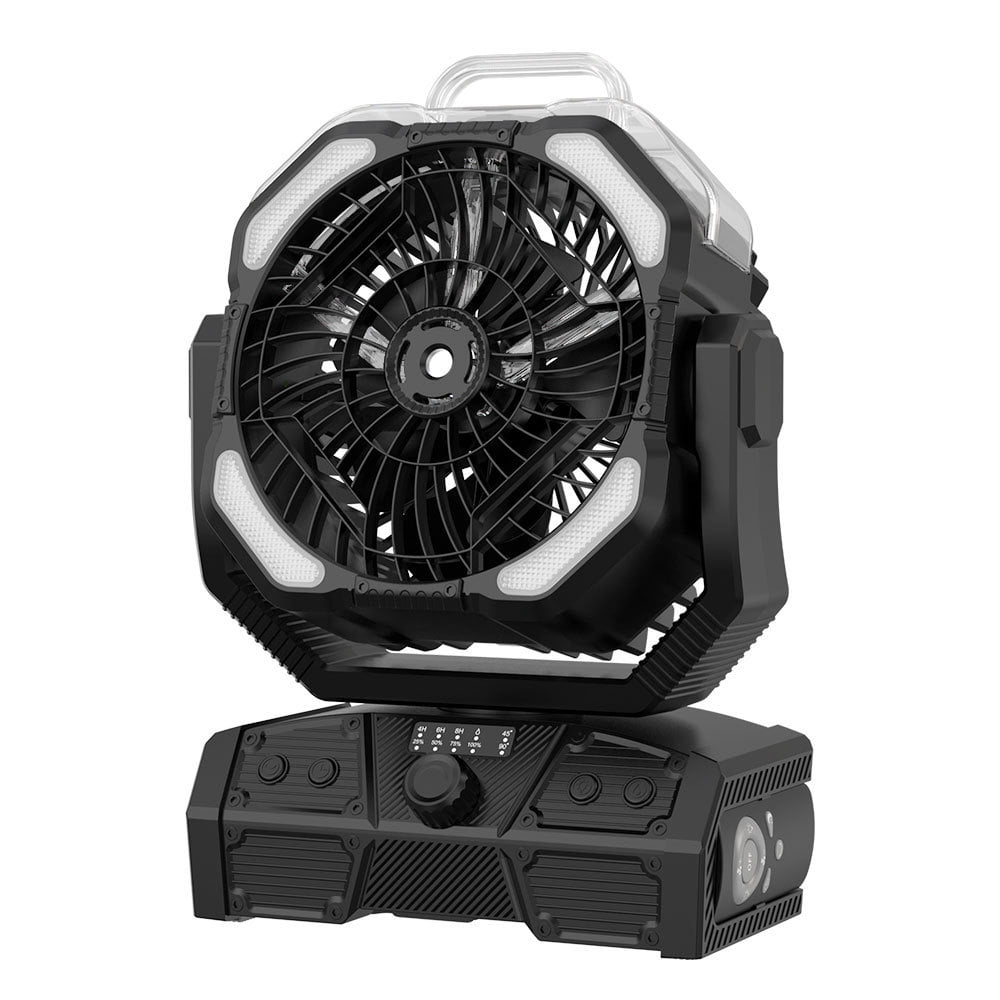 Camping Fan 30000mAh Rechargeable Portable Outdoor Camping Fan Camping Ceiling Fan with LED Light and Remote Control, Black