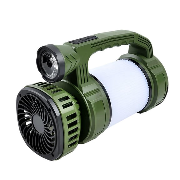 Camping Fan with LED Flashlight,6000mAh Portable Rechargeable Spotlight Powered Fan w/Hook,Waterproof FanLight with 2Speed,4Light Mode,Portable Bright Flashlight for Emergencies,Camping Essentials
