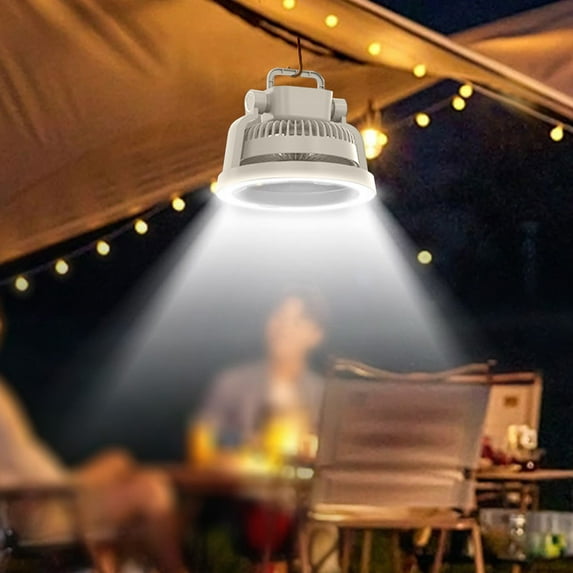 Camping Fan with LED Lantern, 10000mAh Rechargeable Battery Operated Oscillating Fan, Portable Tent Fan, 4 Speeds for Outdoor Camp RV Jobsite Home Office