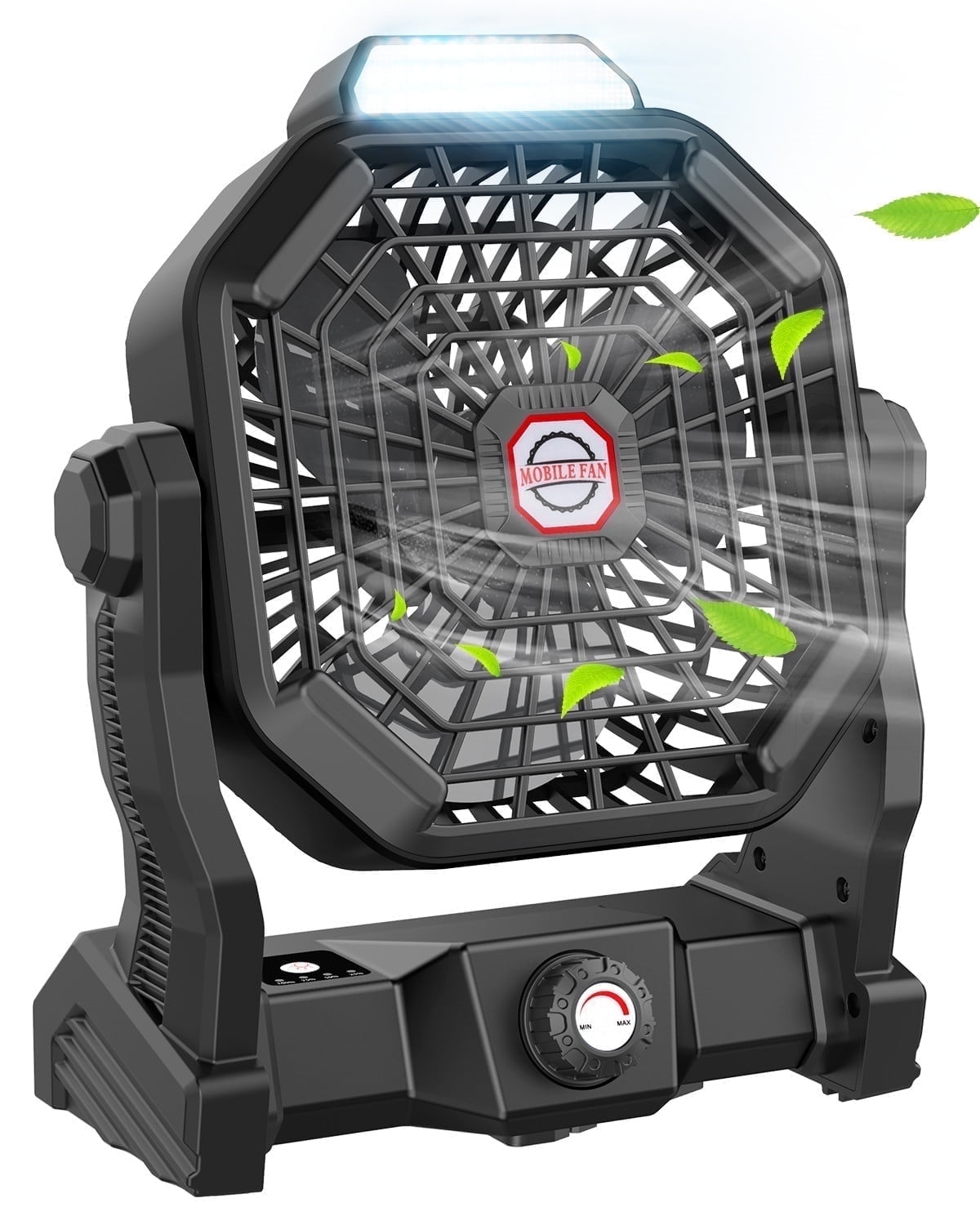 Camping Fan with LED Lantern, 10400 mAh 9 Inch Portable Rechargeable Battery Powered Fan with Stepless Speed and Quiet Battery Operated for Picnic, Barbecue, Fishing, Travel, Home, Tent Black