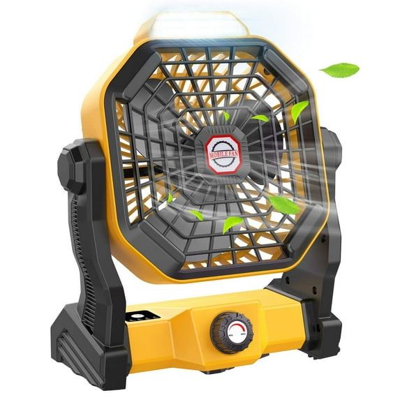 Camping Fan with LED Lantern, 10400mAh 9-Inch Rechargeable Battery Powered Fan with 270°Head Rotation, Stepless Speed and Quiet Battery Operated Tent Fan for Picnic, Barbecue, Fishing, Travel, Home