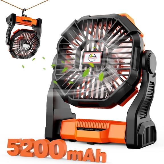 Fimilo Portable Fan Rechargeable Battery Powered Fan, Cordless Battery Operated Camping Fans with LED Light & Hook,USB Personal Fans Outdoor Camping