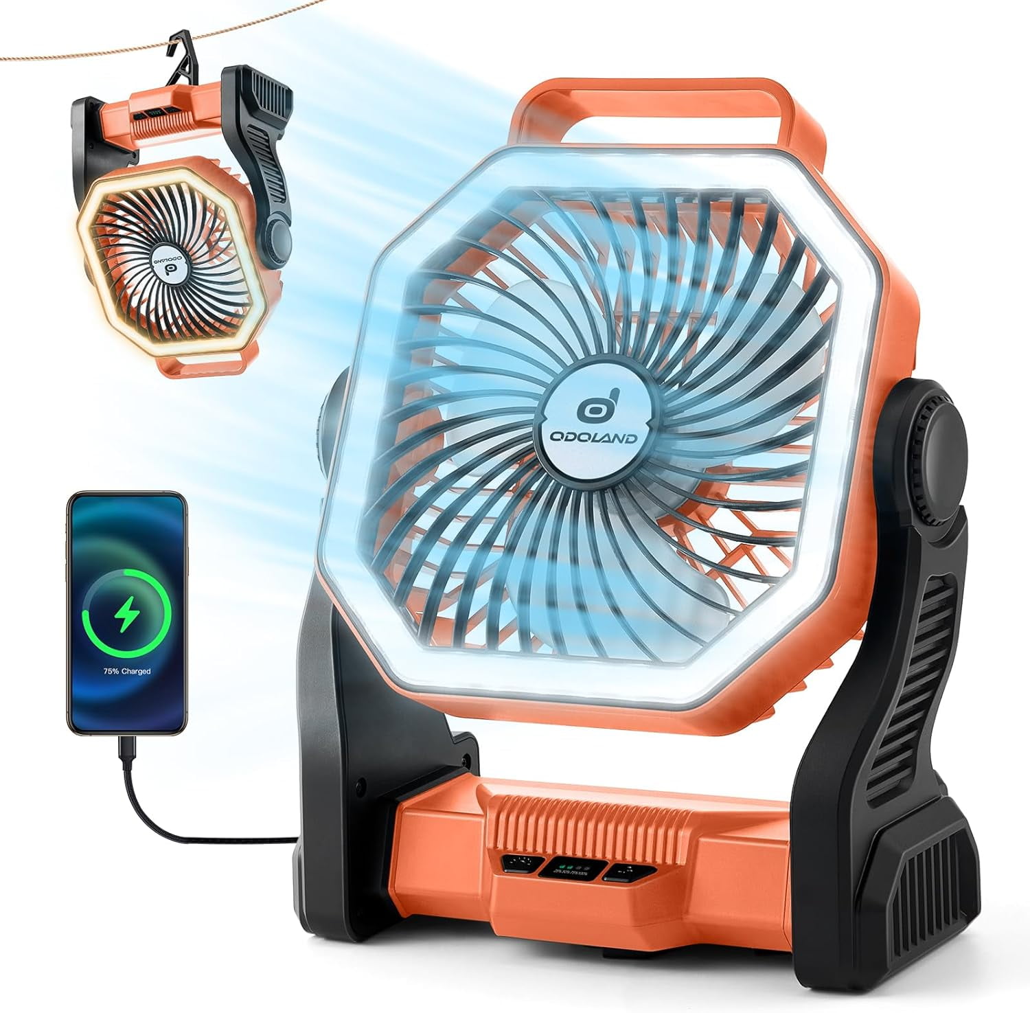 MORECORE 10000mAh Camping Fan With LED Lantern - Portable Floor Fan For Tents, Under Desk Use
