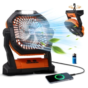 Camping Fan with LED Lantern, 20000mAh Portable Rechargeable Outdoor Fan, Hanging Tent Fan with 12H Timer, Silent Battery Operated Fan for Camping, Travel, Fishing, Picnic, Beach