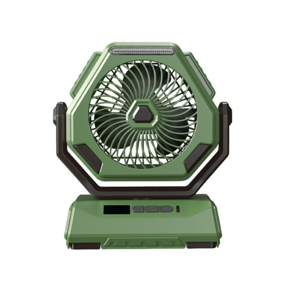 Camping Fan with LED Lantern, 9 Inch Portable Rechargeable Battery Powered Fan with Stepless Speed and Quiet Battery Operated for Picnic, Barbecue, Fishing, Travel, Home, Tent (Green)