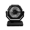 thumbnail image 1 of Camping Fan with LED Lantern, 9 Inch Portable Rechargeable Battery Powered Fan with Stepless Speed and Quiet Battery Operated for Picnic, Barbecue, Fishing, Travel, Home, Tent (Black), 1 of 5