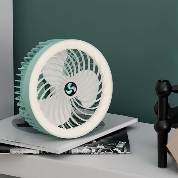Camping Fan with LED Light, Rechargeable Portable Tent Fan with Hook, Three Speed USB Cooling Fan for Outdoor Travel Indoor Use, Quiet Battery Powered Fan for Emergency Cooling