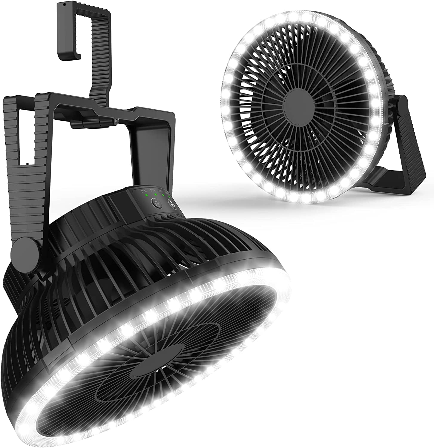 Camping Fan with Light, 10000mAh Rechargeable Battery Powered, Portable ...