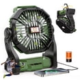 thumbnail image 1 of 20,000mAh Portable Camping Fan with LED Lantern, Rechargeable Battery Operated Outdoor Fan, 4 Speeds, 270° Rotation, Power Bank Function for Tent, Hiking, Fishing, Emergency, Sports & Game Day, Green, 1 of 8