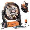thumbnail image 1 of 20,000mAh Portable Camping Fan with LED Lantern, Rechargeable Battery Operated Outdoor Fan, 4 Speeds, 270° Rotation, Power Bank Function for Tent, Hiking, Fishing, Emergency, Sports & Game Day, Orang, 1 of 8
