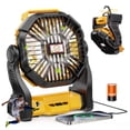 thumbnail image 1 of 20,000mAh Portable Camping Fan with LED Lantern, Rechargeable Battery Operated Outdoor Fan, 4 Speeds, 270° Rotation, Power Bank Function for Tent, Hiking, Fishing, Emergency, Sports & Game Day, Yello, 1 of 7