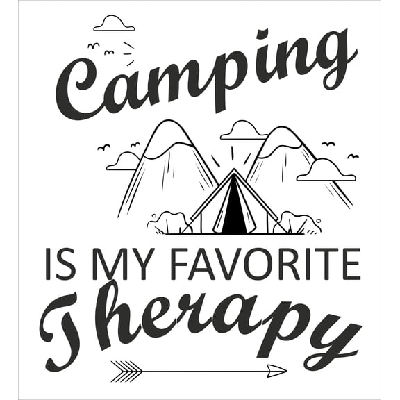 Camping Is My Favorite Therapy | DIY Vinyl Camping Quotes Wall Art Decal - 20" x 22" Stick And Peel Camper's Tent Mountains Design Adhesive Home Removable Decoration Sticker - Black
