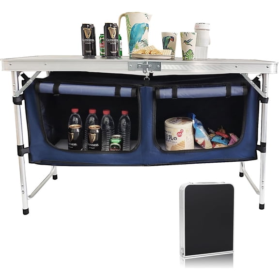 Camping Folding Aluminum Table with Adjustable Legs for Outdoor Travel Beach, Backyards, BBQ, Party and Picnic Foldable Table