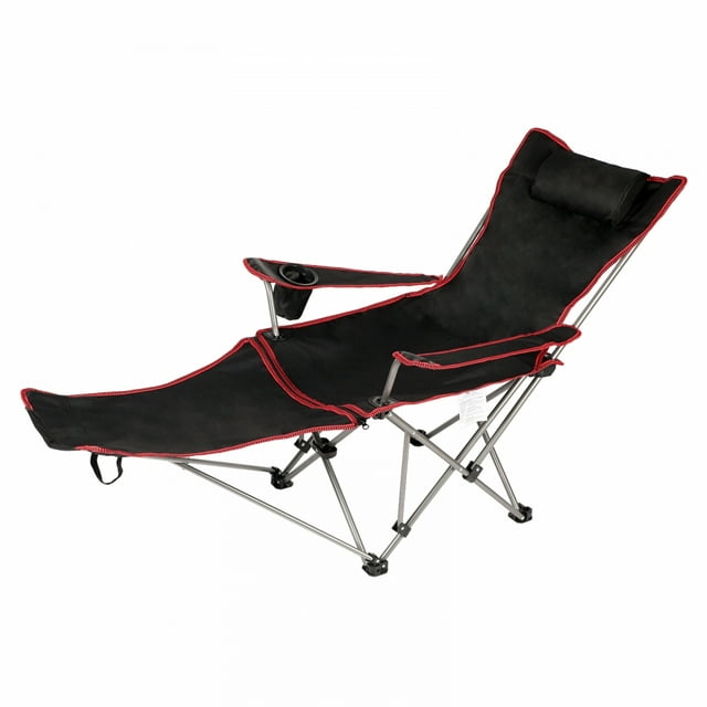 Camping Folding Chair with Carry Bag,Lounge Chair with Removable Footrest and 2Position