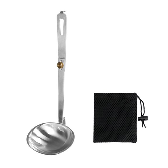 Camping Folding Spoon Outdoor 304 Stainless Steel Dinnerware Foldable Handle Soup Spoon Camping Tableware
