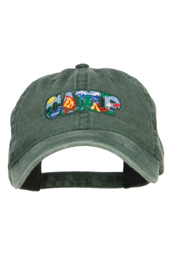 Camping Fun Patch Washed Cap - Dk Green OSFM