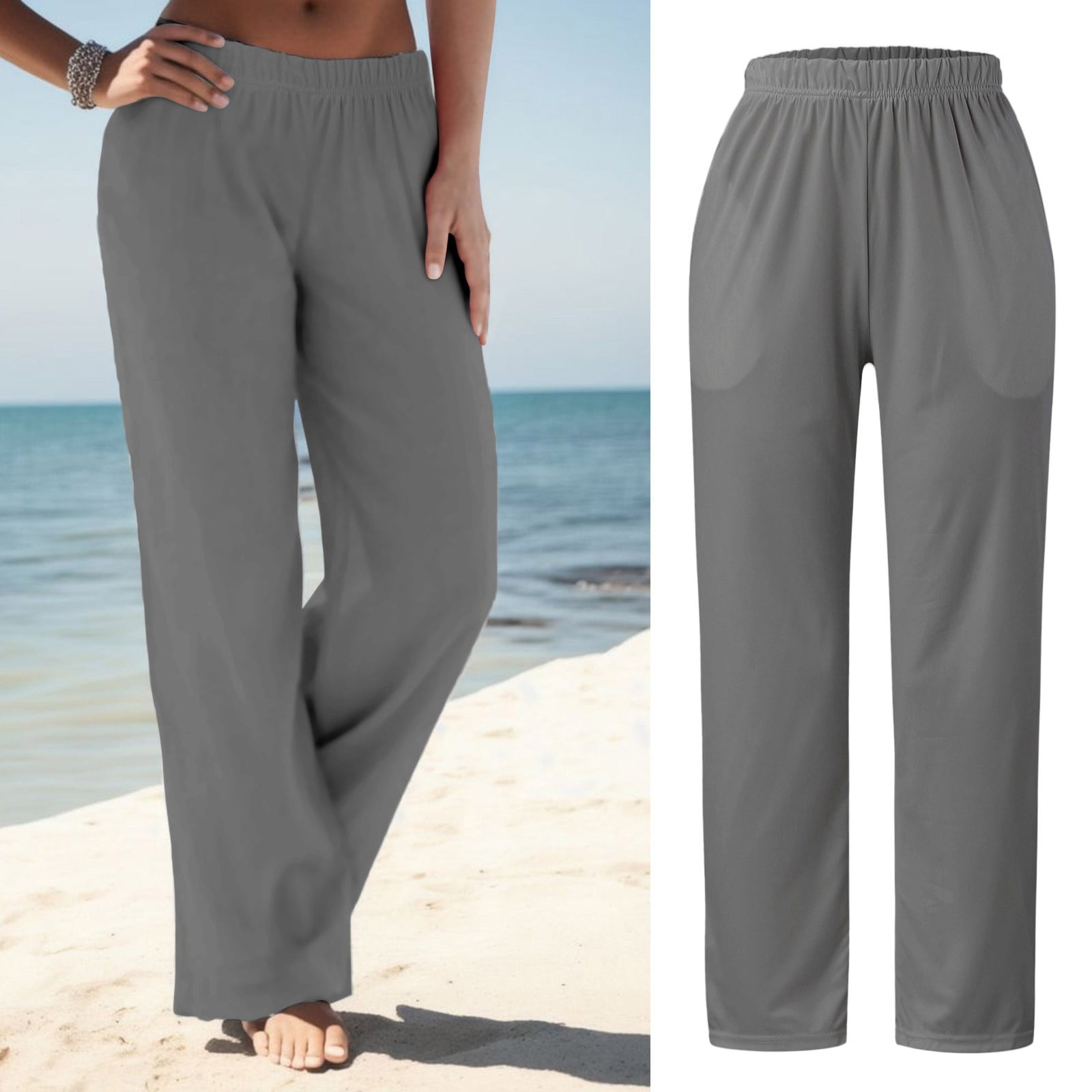 Camping Gear Womens Elastic Elastic Casual Pants Palazzo Pants Womens