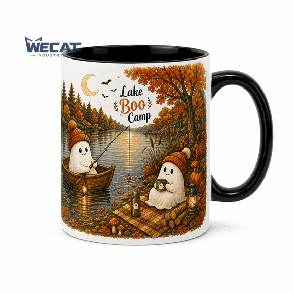 Camping Ghost Mug Lake Boo Camp Coffee Cup for Fall Camping and Halloween Gift