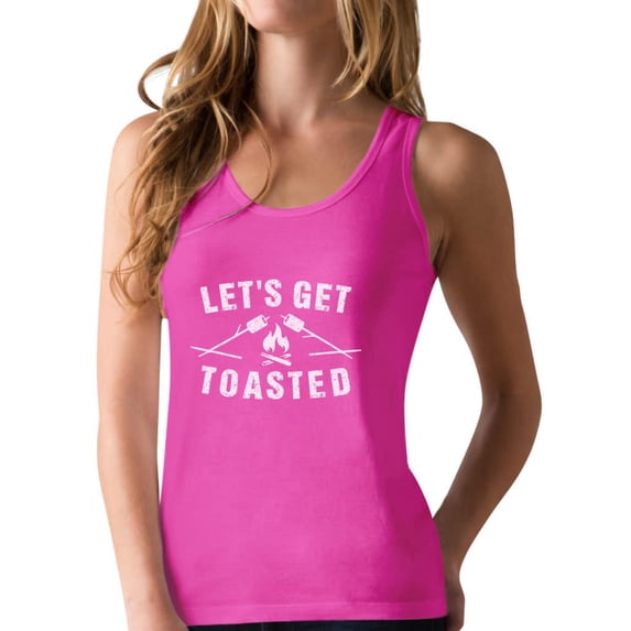 Camping Gift Let's Get Toasted Top Funny Camping Racerback Tank Top Large Berry