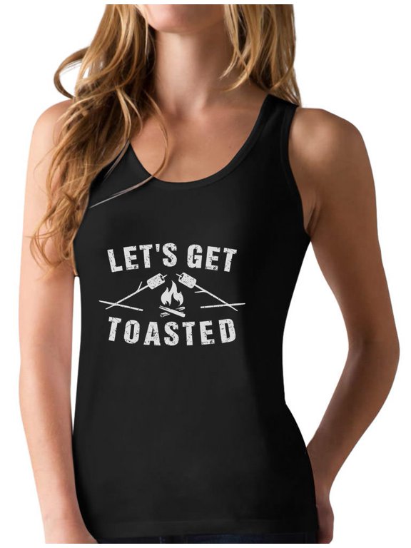 Camping Gift Let's Get Toasted Top Funny Camping Racerback Tank Top Large Black