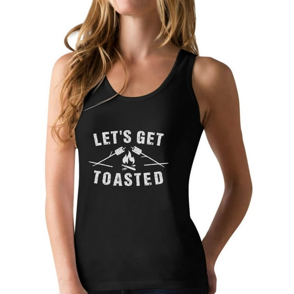 Camping Gift Let's Get Toasted Top Funny Camping Racerback Tank Top Small Black
