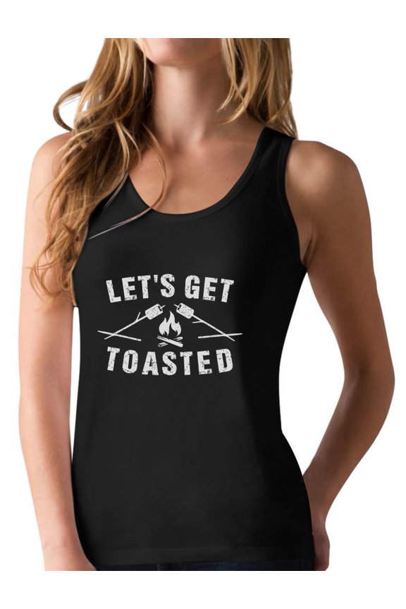 Camping Gift Let's Get Toasted Top Funny Camping Racerback Tank Top Small Black