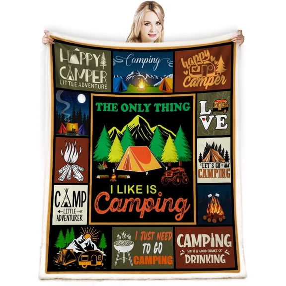 Camping Gifts Camping Blankets Best Rv Owners Happy Camper Birthday Camping Campfire Blanket Camper Blanket Gifts Camping Lovers, 30x40in Fleece Blanket