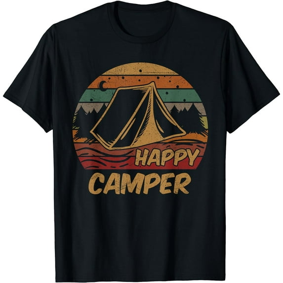 Camping Gifts Happy Camper Campsite Scout Lovers Camp T-Shirt Black 2X-Large