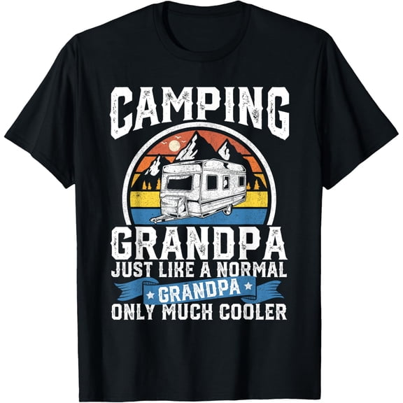 Camping Grandpa Funny Camper RV Retro Papa Outdoors Gift T-Shirt men and women can wear, black, white, gifts