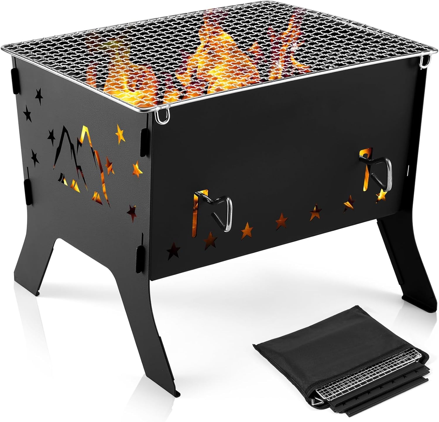 Camping Grill Portable Folding Charcoal Grills Backpacking BBQ Grill ...