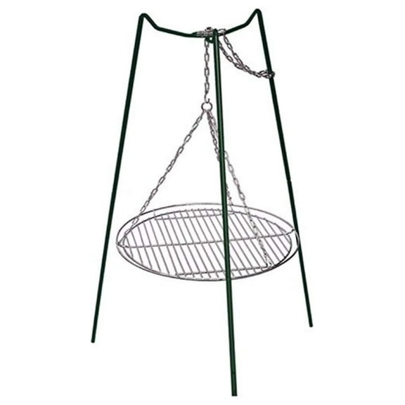 Camping Grill Tri-Pod, 43x20.5 Inch Chrome Plated Steel Campfire Grill - Portable Outdoor Cooking - 90 Second Setup - Family Cookware