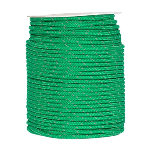 Camping Guide Rope with Low-Light Reflective Strands, Braided Polyester 4 mm Cord on a 50 m Roll for Tent and Tarp Setup