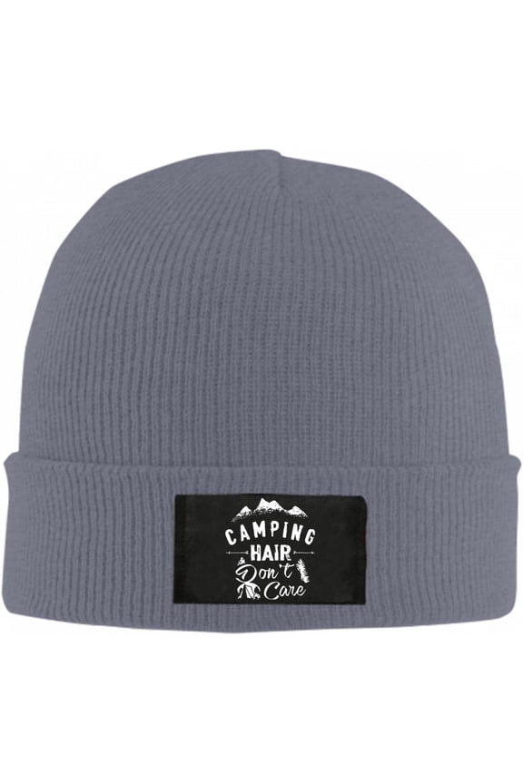 Camping Hair Don't Care Beanie Hat for Women Men Winter Hat Cuffed Winter Beanie Warm Skull Cap Plain Knit Hat Cap