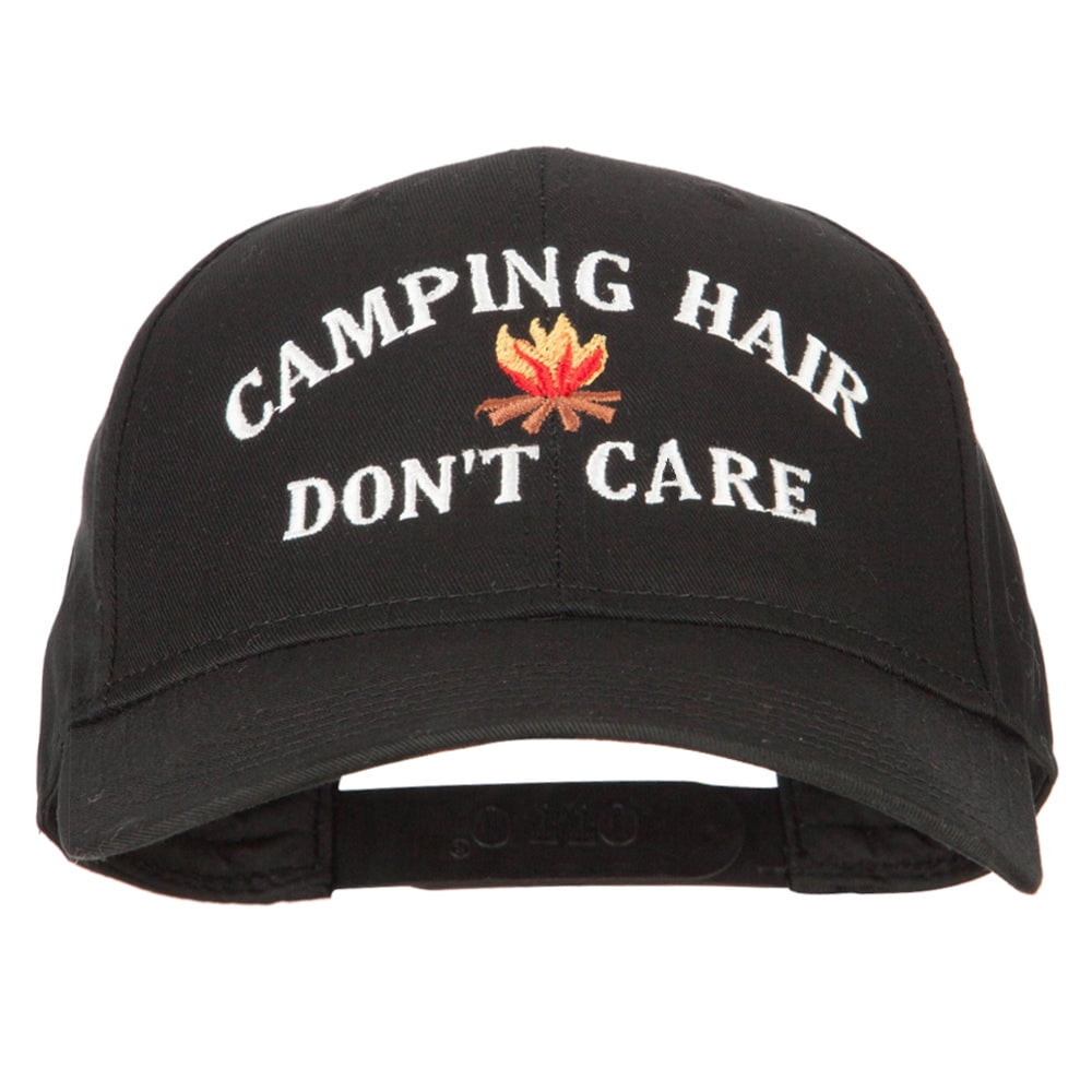 Camping Hair Don't Care with fire Embroidered Solid Cotton Pro Cap ...
