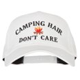 thumbnail image 1 of Camping Hair Don't Care with fire Embroidered Solid Cotton Pro Cap - White OSFM, 1 of 5