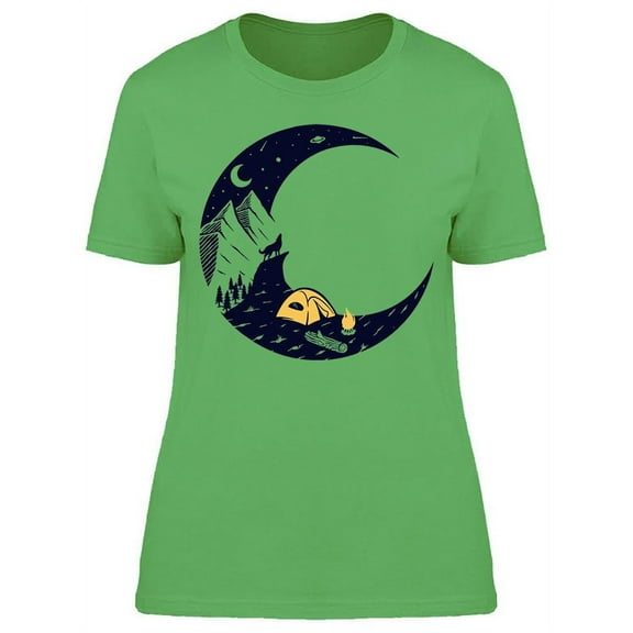 Camping, Half Moon Design T-Shirt Women -Image by Shutterstock, Female x-Large