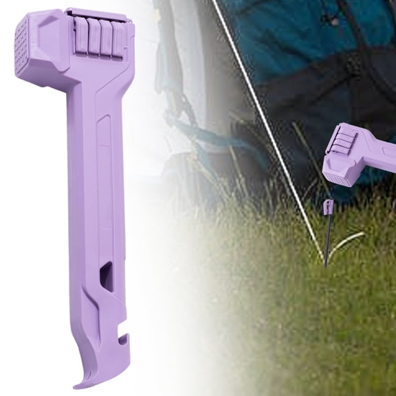 Camping Hammer, Tent Stake Driver, Puller & Bottle Opener with Storage Handle, Lightweight Mallet for Outdoor Hiking Camping Backpacking, Purple