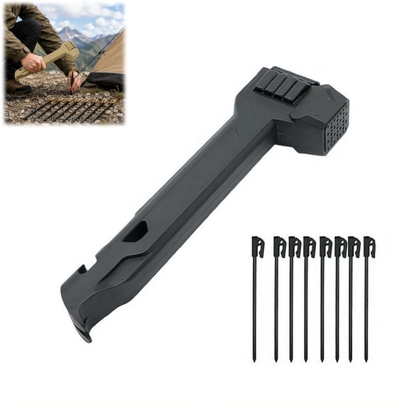 Camping Hammer With 8 Pegs, Tent Stake Driver,Heavy Duty Tent Mallet For Outdoor Hiking Camping Backpacking
