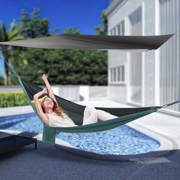 Camping Hammock, 6.56 ft Adjustable Tree Strap Hammocks with Mosquito Net Tent and Rain Fly Tarp, 200kg Load Bearing Portable Camping Hammock, Hammock for Backpacking and Travel(9.